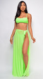 Skyros Neon Green Mesh Maxi Wrap Cover-up Skirt