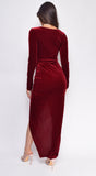Shae Burgundy Red Velvet Wrap Maxi Dress