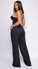 Madely Black Bustier Wide Leg Pants Set