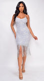 Indie White Fringe Sequin Dress