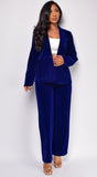 Ellia Blue Velvet Blazer Set