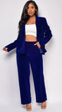 Ellia Blue Velvet Blazer Set