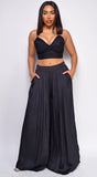 Paris Black Pleated Wide Leg Pants