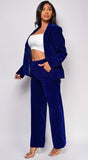 Ellia Blue Velvet Blazer Set