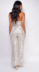 Savia Silver Belted Jumpsuit