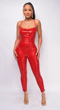 Saoirse Red Cowl Neck Sequin Jumpsuit