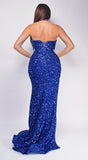 Sariah Royal Blue Halter Sequin Gown
