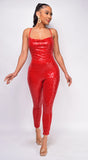 Saoirse Red Cowl Neck Sequin Jumpsuit