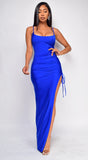 Scarlette Blue Ruched Slit Dress