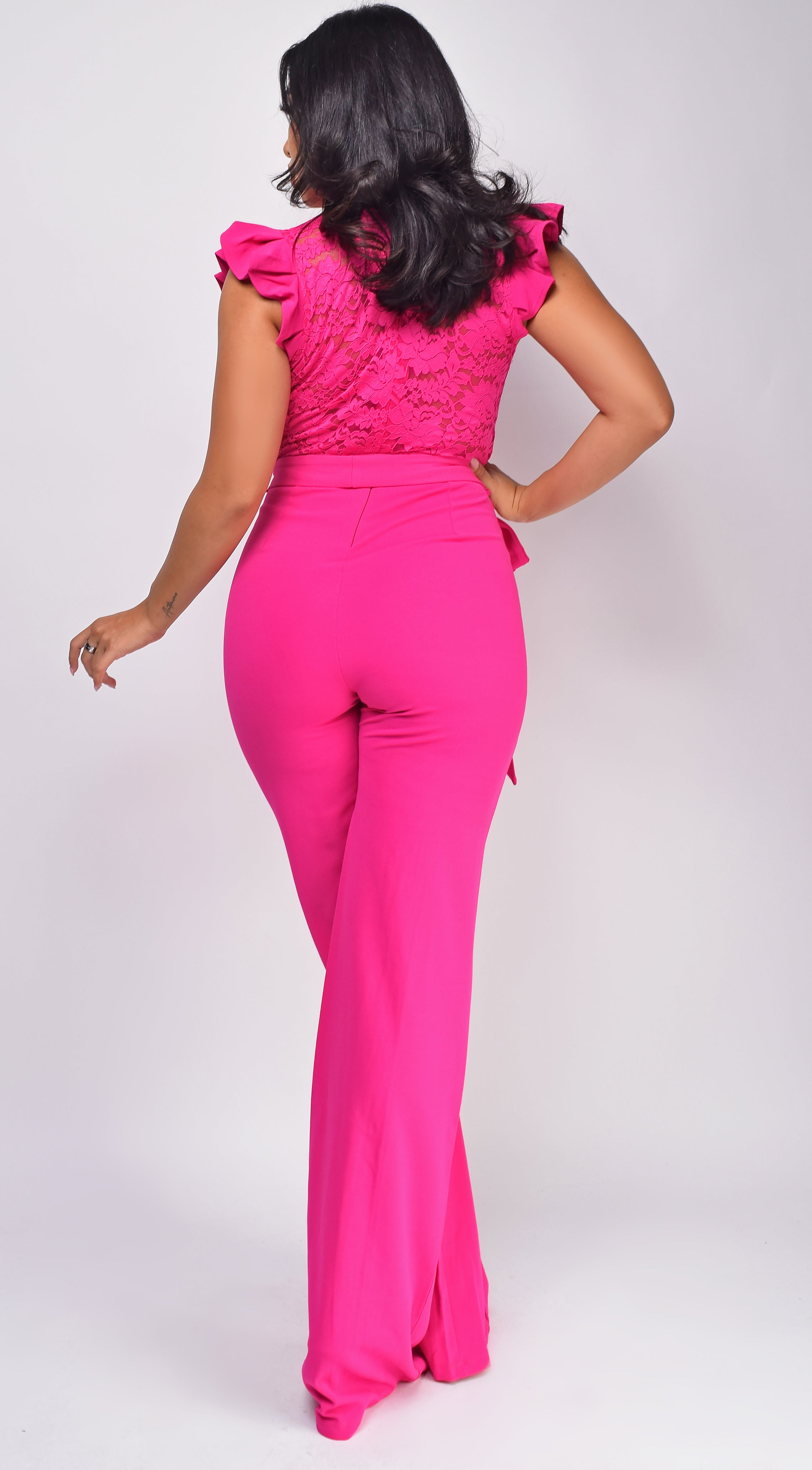 Giulia Fuchsia Pink Lace Crochet Jumpsuit