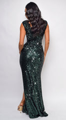 Orsha Emerald Green Sequin Gown