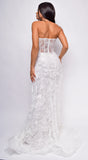Inverness Strapless Floral Applique Tulle Overskirt Bridal Gown