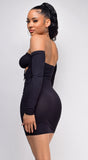 Nicci Black Cut Out Ruched Detail Dress