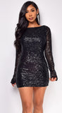 Winslet Black Drape Back Sequin Mini Dress