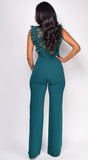 Vanna Hunter Green Crochet Flared leg Jumpsuit