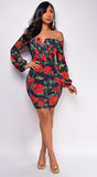 Sia Black Floral Print Mini Dress