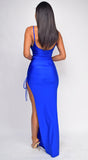 Scarlette Blue Ruched Slit Dress