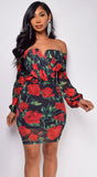 Sia Black Floral Print Mini Dress