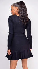 Lane Black Ribbed Dress