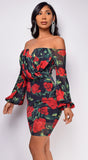 Sia Black Floral Print Mini Dress