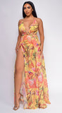 Ansley Yellow Floral Print Maxi Dress