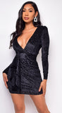 Miramar Black Leopard Print Velvet Dress