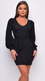 Ultimate Black Waist Tie Mini Dress