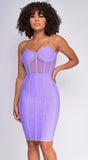 Lorelei Purple Bandage Bustier Mesh Midi dress