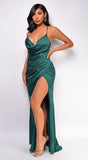 Catira Green Satin Gown