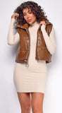 Zorana Brown leather Puffer Vest