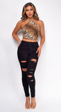 Moving On Black Distressed Jeans
