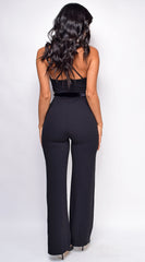 Asti Black Surplice Jumpsuit