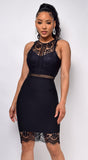 Bree Black Bandage Lace Detail Dress