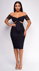 Oliviana Black Mesh Off Shoulder Dress