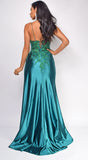 Thea Emerald Green Sequin Lace Detail Gown