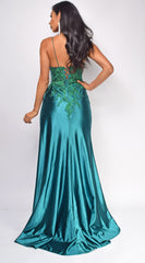 Thea Burgundy Red Sequin Lace Detail Gown