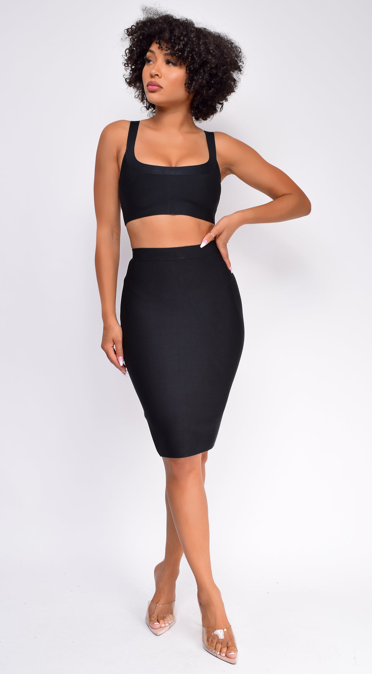 Milly Black Bandage Top And Skirt Set