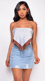 Elisa Brown White Scarf Top