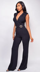 Lavanda Black Rhinestone Detail Jumpsuit