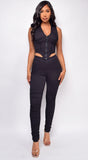 Cinzia Black Ruched Pants Set