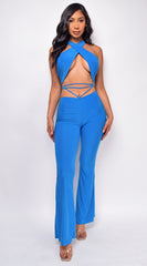 Rialta Blue Cross Over Halter Set
