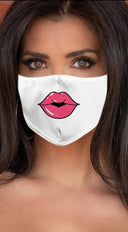 Lips Pink White Women's Reusable Face Mask