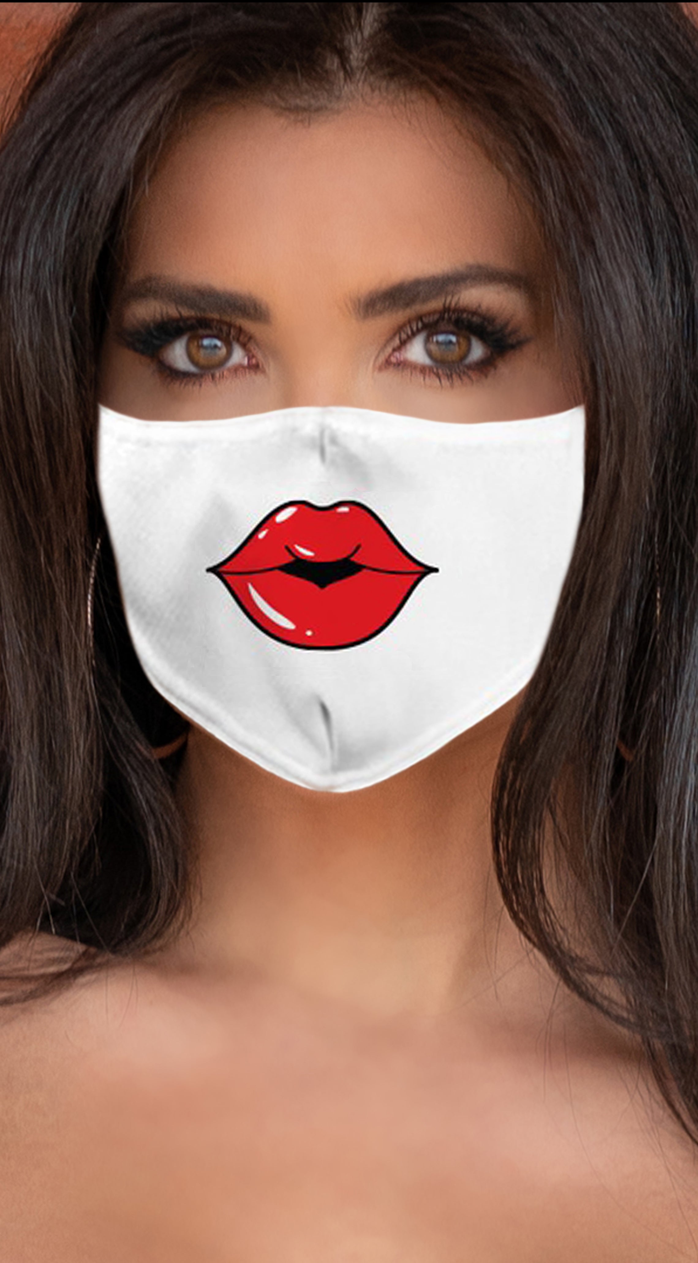 Lips Red White Women's Reusable Face Mask