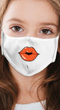 Lips Orange White Girl's Reusable Face Mask
