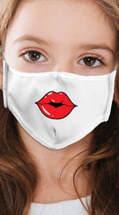 Lips Red White Girl's Reusable Face Mask