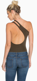 Jada Olive One Shoulder Bodysuit - Emprada