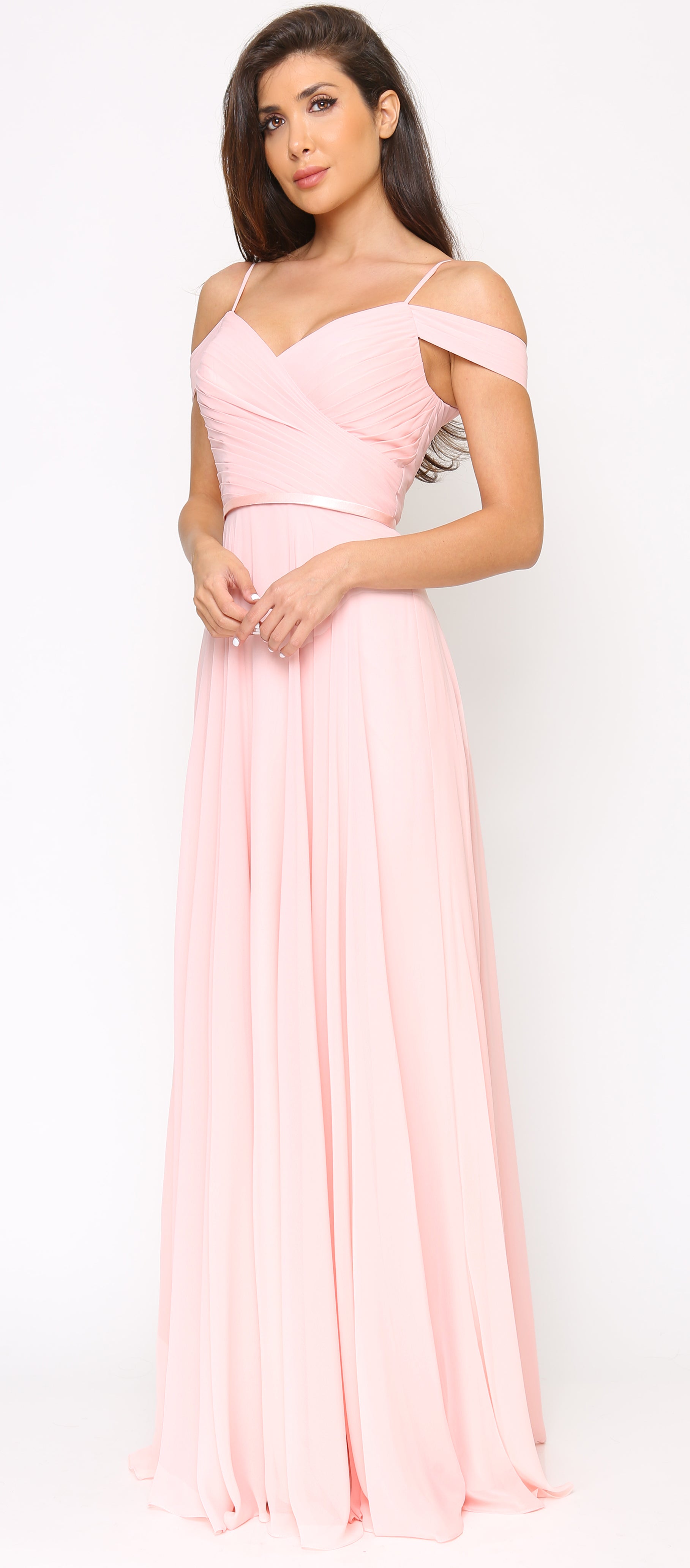 Kinsley Blush Pink Pleated Maxi Dress