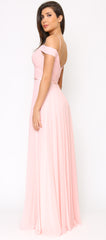 Kinsley Blush Pink Pleated Maxi Dress