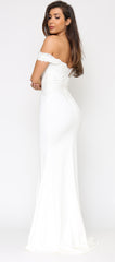 Solaine Off White Shoulder Lace Detail Bridal Gown Dress