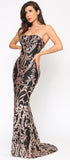 Tamura Black Rose Gold Sequin Gown